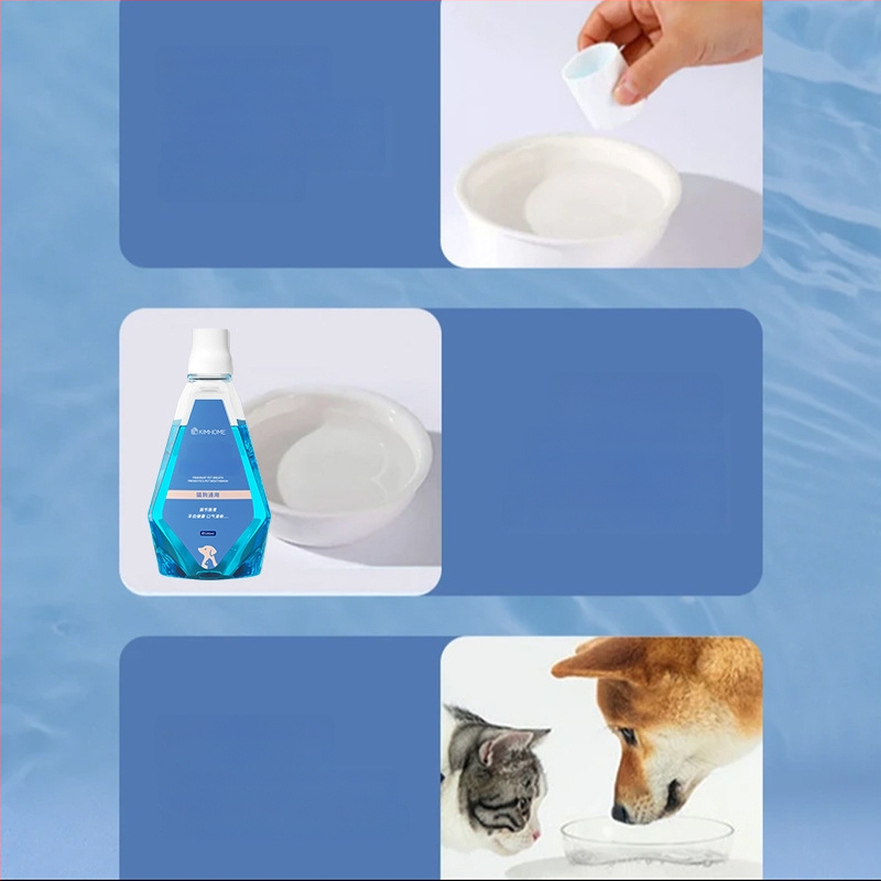 KIMHOME Ústna voda pre domáce zvieratá – Svieži dych, Odstránenie škvŕ zo zubov, Starostlivosť o ďasná, Všeobecné použitie