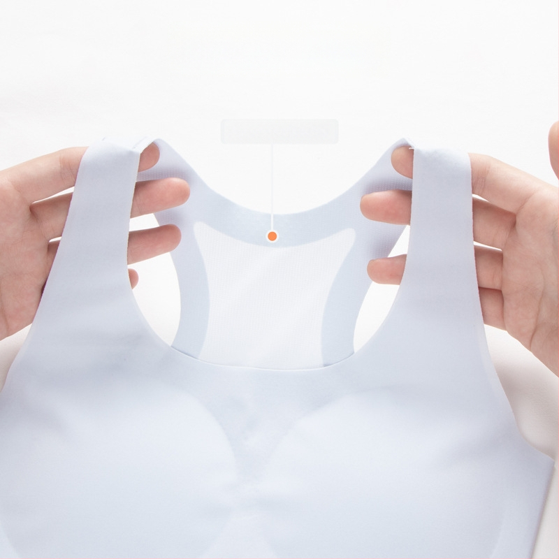 Bezšvová dievčenská športová podprsenka, priedušná, odvádza pot, s plným košíkom, popruhy typu Y, materiál nylon