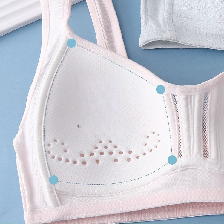 Bavlnená tréningová podprsenka pre tínedžerky, štádium 2 (12–15 rokov), plná miska, tenká tvarovaná miska, pevné dvojité ramienka