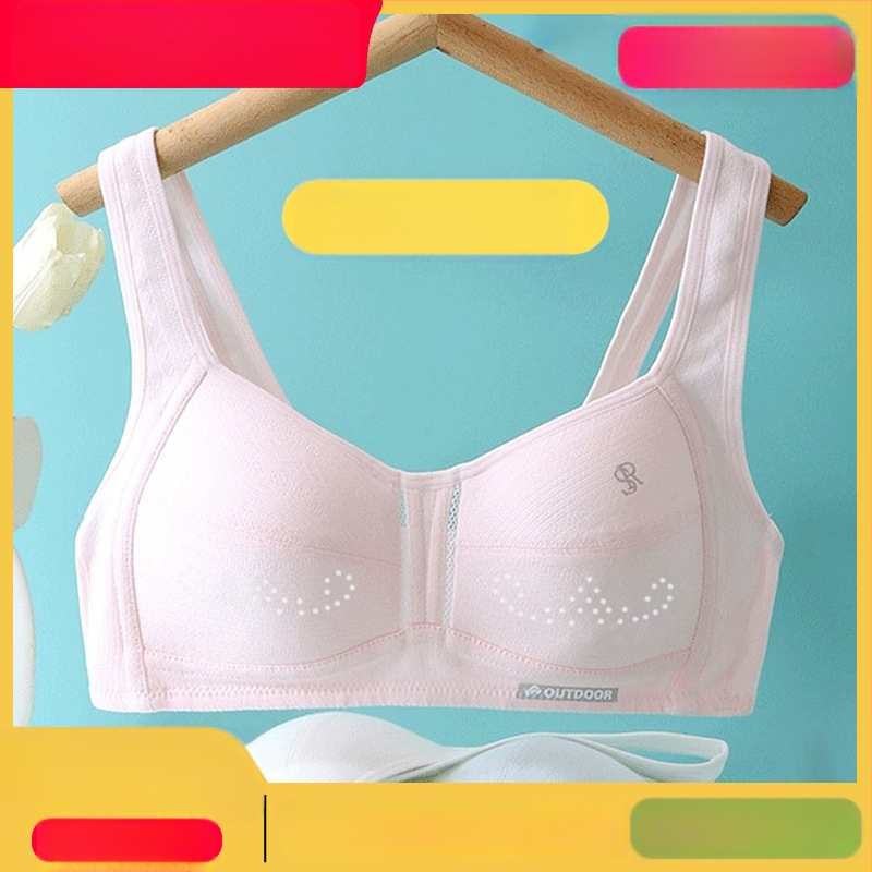 Bavlnená tréningová podprsenka pre tínedžerky, štádium 2 (12–15 rokov), plná miska, tenká tvarovaná miska, pevné dvojité ramienka