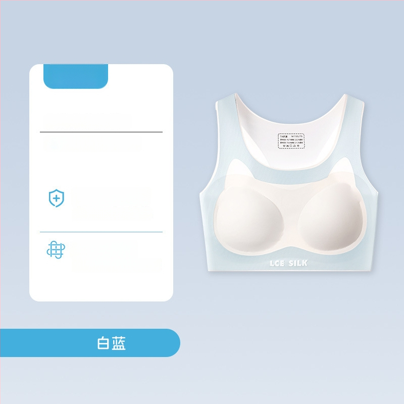 Nylonová podprsenka pre tínedžerky s bezšvovým zadným krížovým pásom – priedušná a odvádzajúca vlhkosť, plný košíček, tenký tvarovaný košíček, pevné dvojité ramienka
