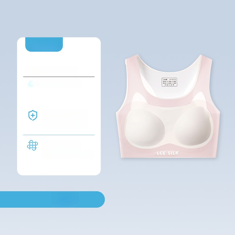 Nylonová podprsenka pre tínedžerky s bezšvovým zadným krížovým pásom – priedušná a odvádzajúca vlhkosť, plný košíček, tenký tvarovaný košíček, pevné dvojité ramienka