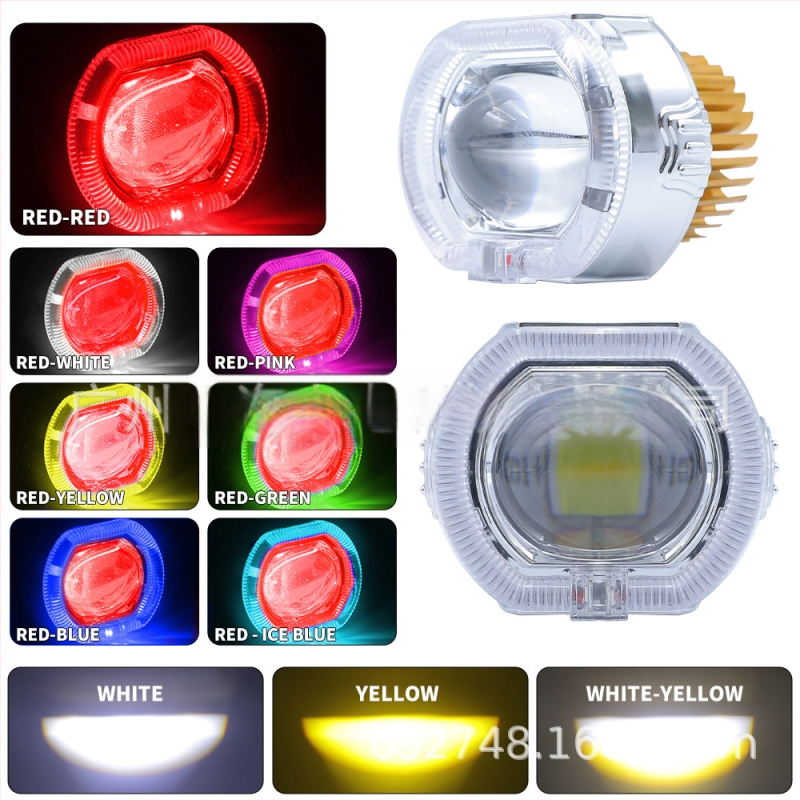 Motocyklové vstavané predné svetlo s konvexnou šošovkou, hliníkové puzdro, 12V, 2800 lm, vysokovýkonné LED diódy