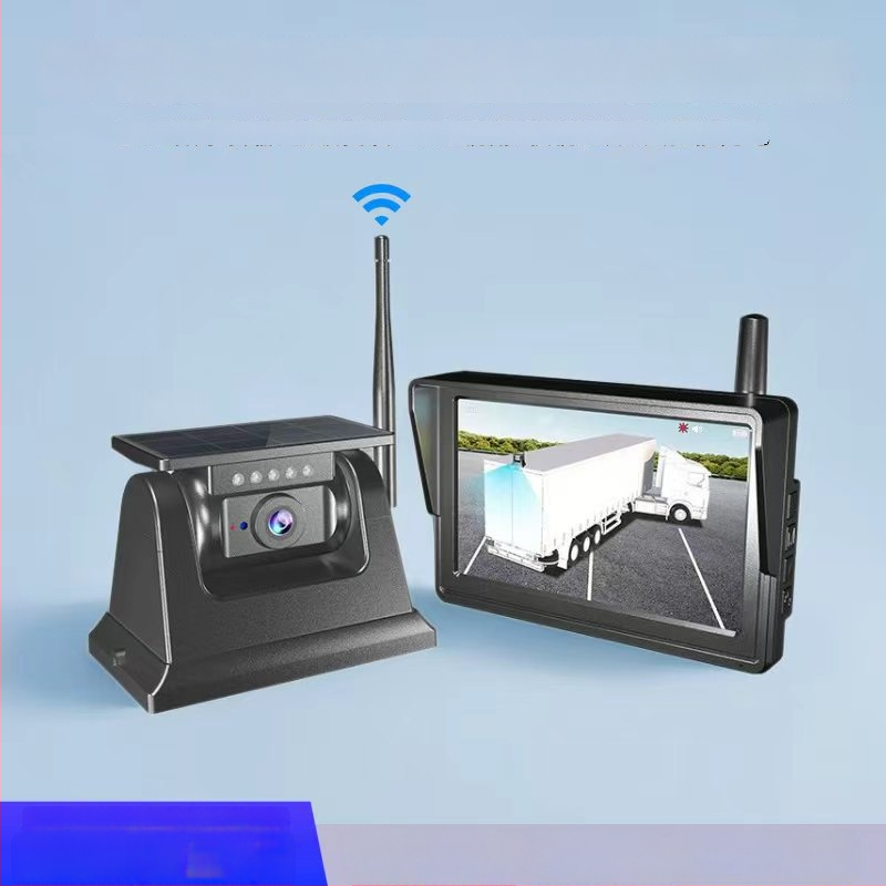 Systém zadnej kamery pre nákladné auto – 1080P bezdrôtový digitálny signál, solárne napájanie s 10000mAh batériou, prevádzkové napätie 12–24V, nastaviteľný uhol 60°