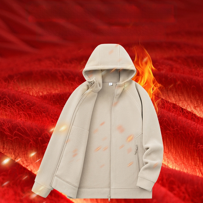 Pánske kapucňové fleecové kardigán s kapucňou, 100% polyester, rakúsky velúr, predný zips, okrúhly výstrih, voľný strih