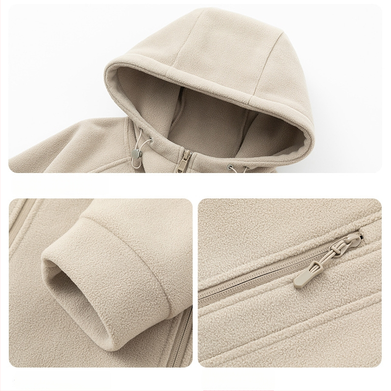 Pánske kapucňové fleecové kardigán s kapucňou, 100% polyester, rakúsky velúr, predný zips, okrúhly výstrih, voľný strih