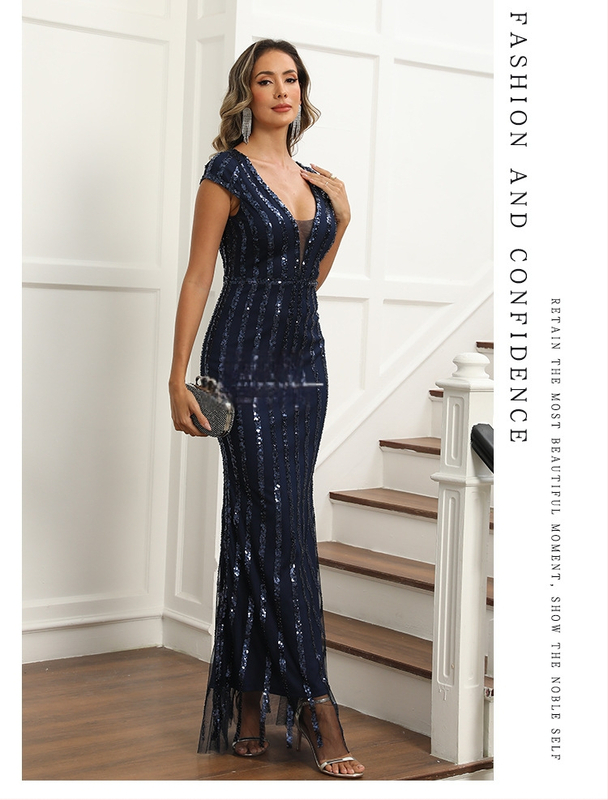 Večerné šaty so flitrami, polyester-spandex zmes, polyester 30–50%, spandex <30%, Zima 2024