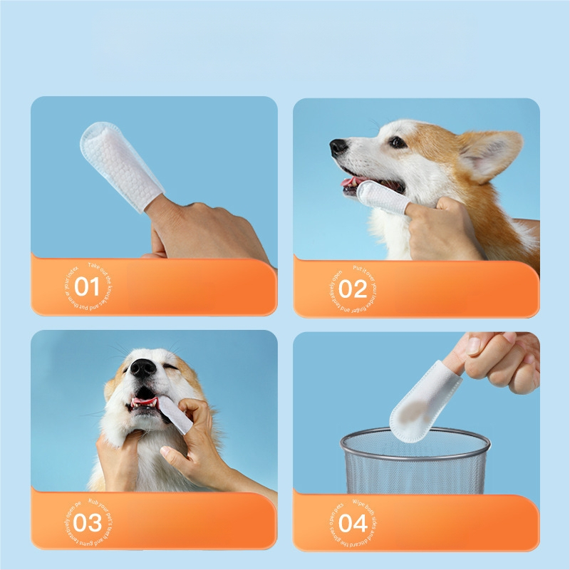 Čistiace utierky na zuby pre domácich miláčikov – pre psy a mačky, starostlivosť o ďasná, netkané textílie, Madden/Wheat Beans