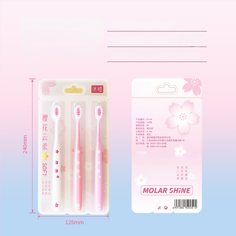 Ručna zubna četkica za odrasle — mekane četine, zaštita desni, model 001, set od 3 komada