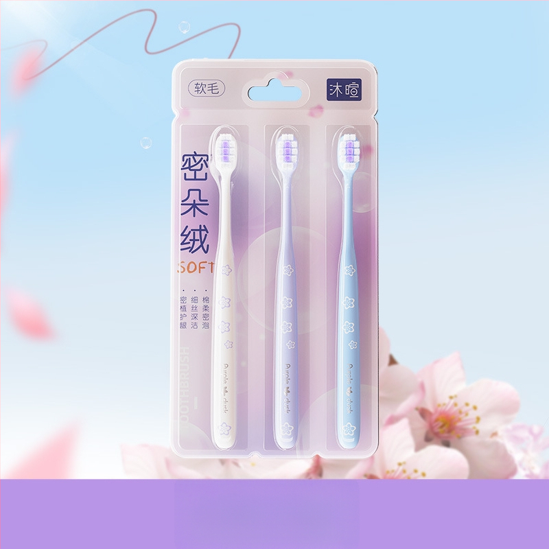 Ručna zubna četkica za odrasle — mekane četine, zaštita desni, model 001, set od 3 komada