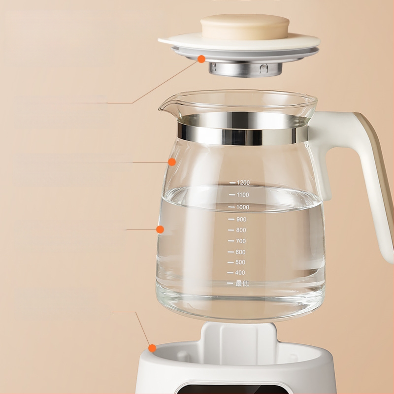 Elektrický sklenený čajník pre zdravie s ohrievačom mlieka pre bábätká – 1,3 L, 220V, 500–1000W, dotykové ovládanie