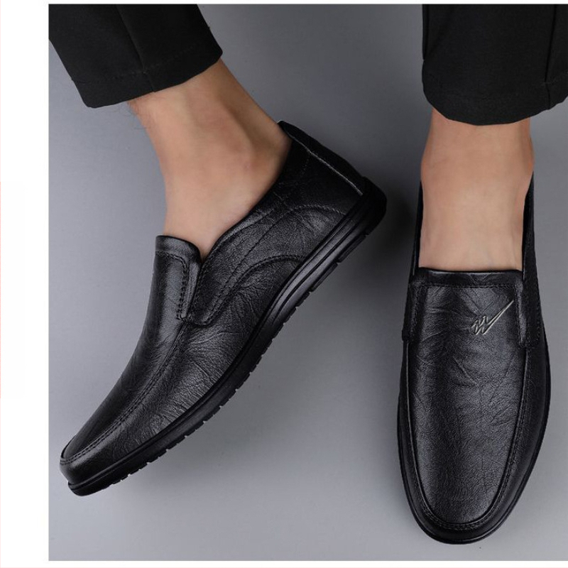 Pánske kožené topánky, Slip-On, vrchnok: hovädzie kože, podšívka z kože, podrážka z gumy