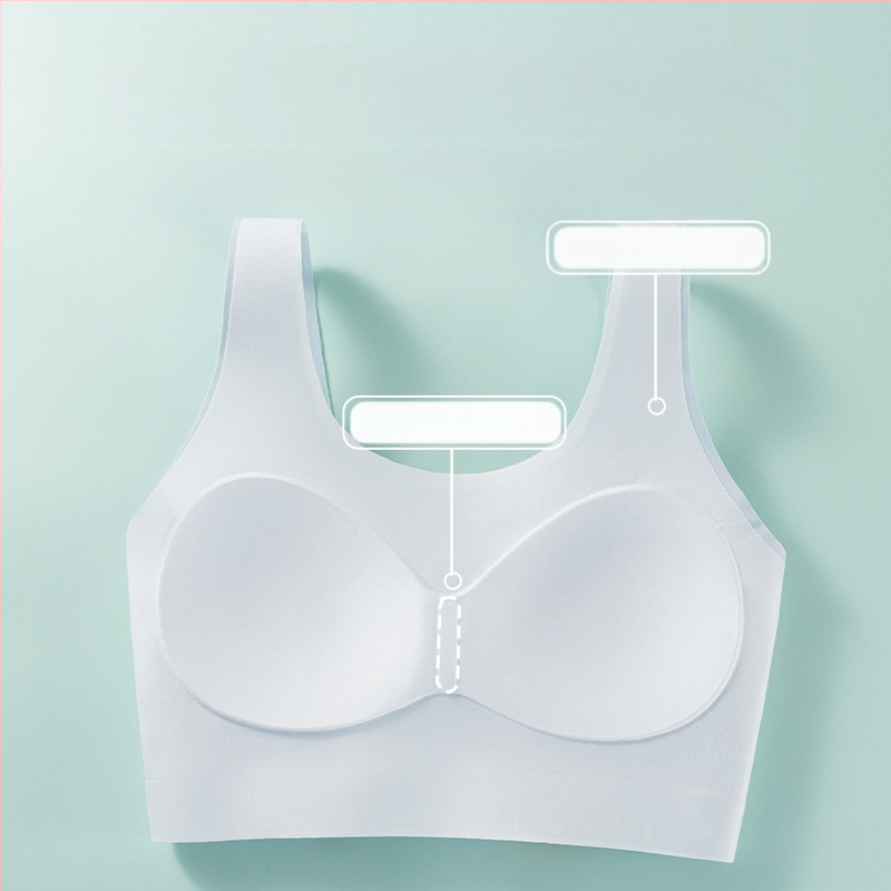 Bezšvový športový podprsenka pre dievčatá v štýle vesty, nylon, 3/4 košíček, tenké tvarované košíčky, pevné dvojité ramienka, priedušný