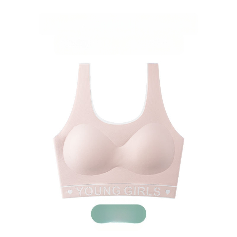 Bezšvový športový podprsenka pre dievčatá v štýle vesty, nylon, 3/4 košíček, tenké tvarované košíčky, pevné dvojité ramienka, priedušný