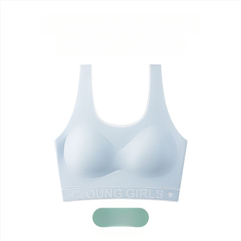 Bezšvový športový podprsenka pre dievčatá v štýle vesty, nylon, 3/4 košíček, tenké tvarované košíčky, pevné dvojité ramienka, priedušný