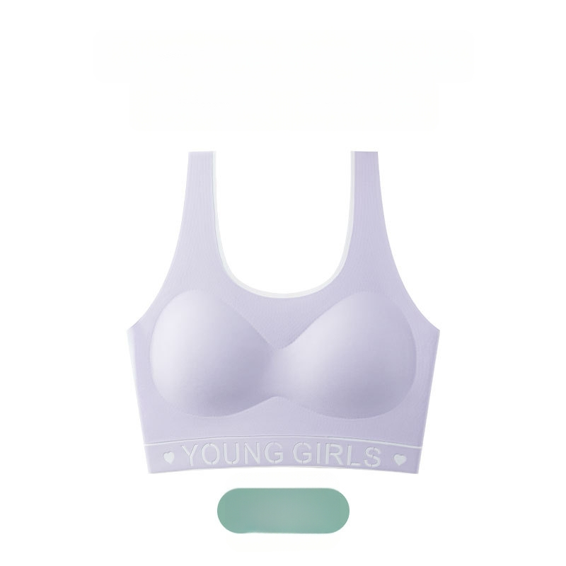 Bezšvový športový podprsenka pre dievčatá v štýle vesty, nylon, 3/4 košíček, tenké tvarované košíčky, pevné dvojité ramienka, priedušný