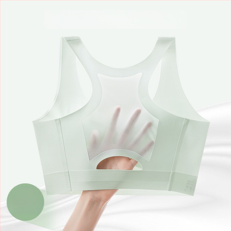 Dievčenská športová podprsenka pre vývoj: 3/4 košík, tenký tvarovaný košík, bavlnená výstelka, hlavný materiál Nylon, Ice Silk, pevné dvojité ramienka