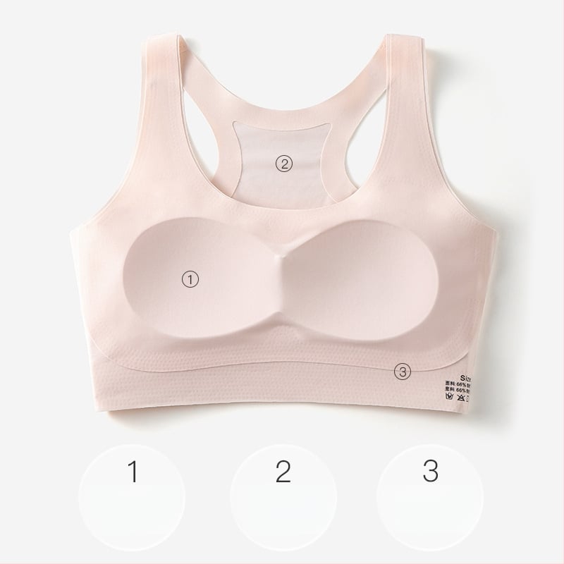 Dievčenská športová podprsenka pre vývoj: 3/4 košík, tenký tvarovaný košík, bavlnená výstelka, hlavný materiál Nylon, Ice Silk, pevné dvojité ramienka