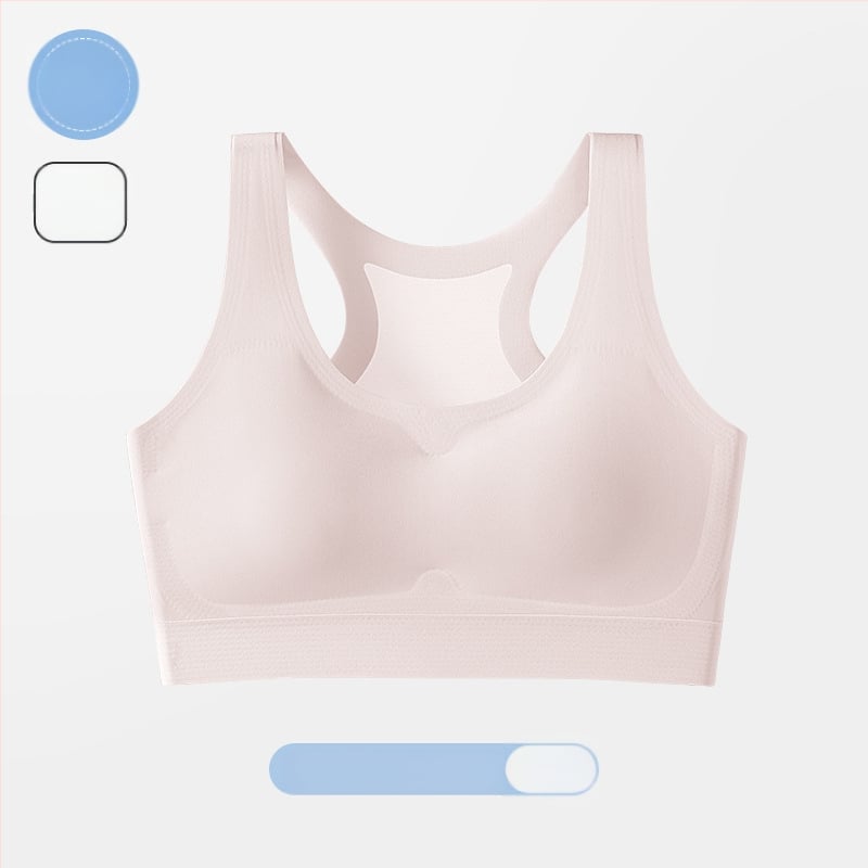 Dievčenská športová podprsenka pre vývoj: 3/4 košík, tenký tvarovaný košík, bavlnená výstelka, hlavný materiál Nylon, Ice Silk, pevné dvojité ramienka