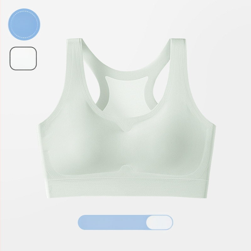 Dievčenská športová podprsenka pre vývoj: 3/4 košík, tenký tvarovaný košík, bavlnená výstelka, hlavný materiál Nylon, Ice Silk, pevné dvojité ramienka