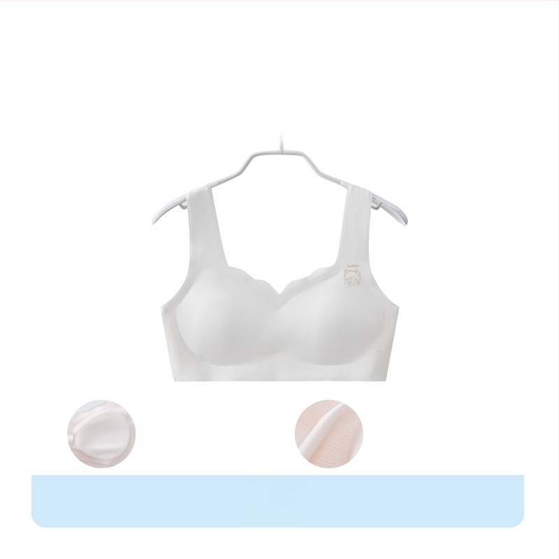 Bezšvové dievčenské spodné prádlo v štýle vesty, priedušné, s pevným dvojitým ramienkami a tenkým tvarovaným košíkom