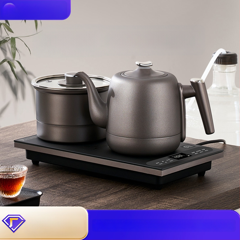 Elektrická platňa na čaj s integrovaným čajníkom, 2 indukčné horáky, objem pod 1 l, 1000–1500 W, nerezová oceľ + ABS