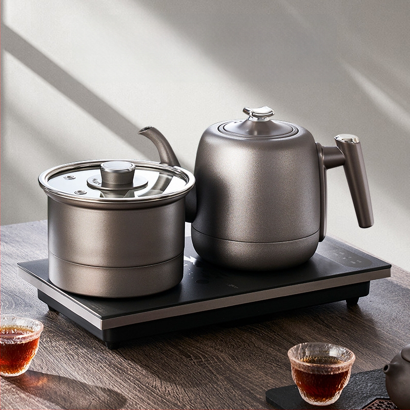 Elektrická platňa na čaj s integrovaným čajníkom, 2 indukčné horáky, objem pod 1 l, 1000–1500 W, nerezová oceľ + ABS