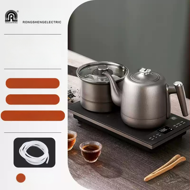 Elektrická platňa na čaj s integrovaným čajníkom, 2 indukčné horáky, objem pod 1 l, 1000–1500 W, nerezová oceľ + ABS