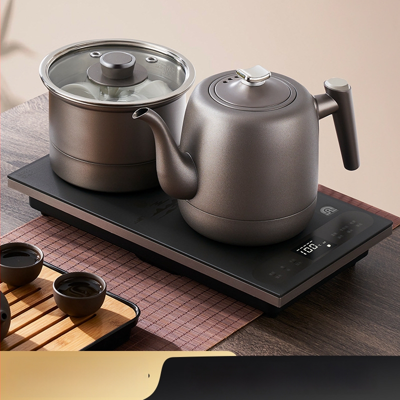 Elektrická platňa na čaj s integrovaným čajníkom, 2 indukčné horáky, objem pod 1 l, 1000–1500 W, nerezová oceľ + ABS