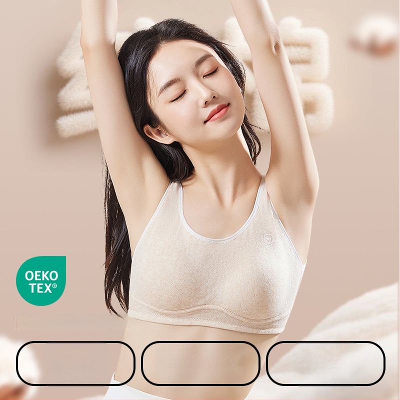 Anfeiya Bavlnený podprsenka s plnou miskou pre dievčatá druhého stupňa (12–15 rokov), tenké tvarované poháriky zo peny, pevné dvojité ramienka, bez zapínania