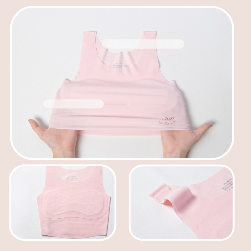 Dievčenská modalová bezšvová podprsenka pre dievčatá, s plnou veľkou košíčkou a hrubým formovaným košíkom, pevné dvojité ramienka, priedušná a odvádza vlhkosť