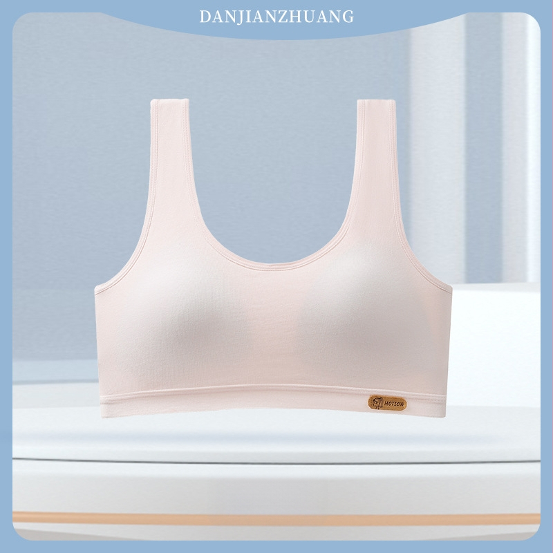 Detská bavlnená podprsenka pre dievčatá 12–15 rokov, s plnými miskami, tenko tvarovanými miskami, bez kovových výstuží, pevné dvojité ramienka, 95–100% bavlna