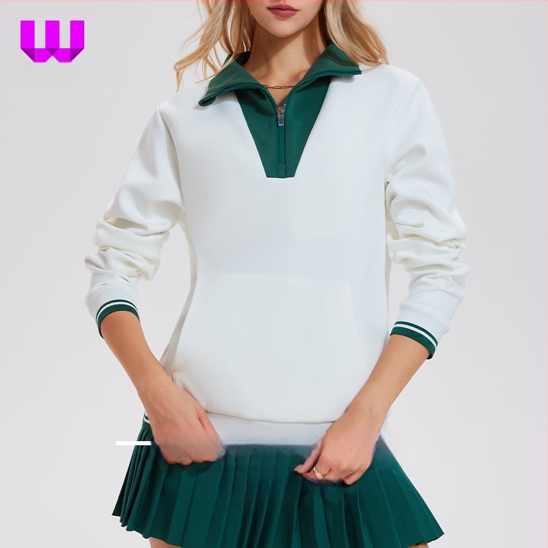 Дамски винтидж тенис худи с висока яка и полуцип, дълъг ръкав; Плат: Space Cotton; Състав на плата: Памук; Подплата: Space Cotton; Състав на подплата: Памук; Подходящи сезони: Зима, Пролет, Есен