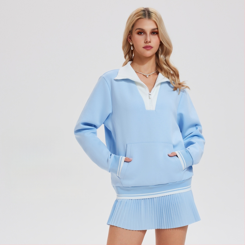 Дамски винтидж тенис худи с висока яка и полуцип, дълъг ръкав; Плат: Space Cotton; Състав на плата: Памук; Подплата: Space Cotton; Състав на подплата: Памук; Подходящи сезони: Зима, Пролет, Есен