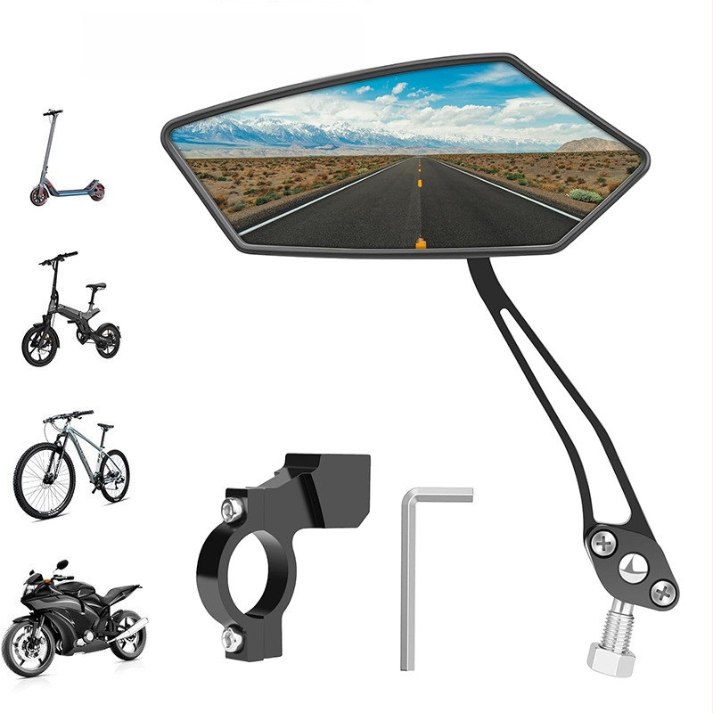 Задно огледало за велосипед и мотоциклет – алуминиев плосък рефлектор, въртящо се и сгъваемо, HD широко зрително поле, марка Kesen, тегло 0.4 кг