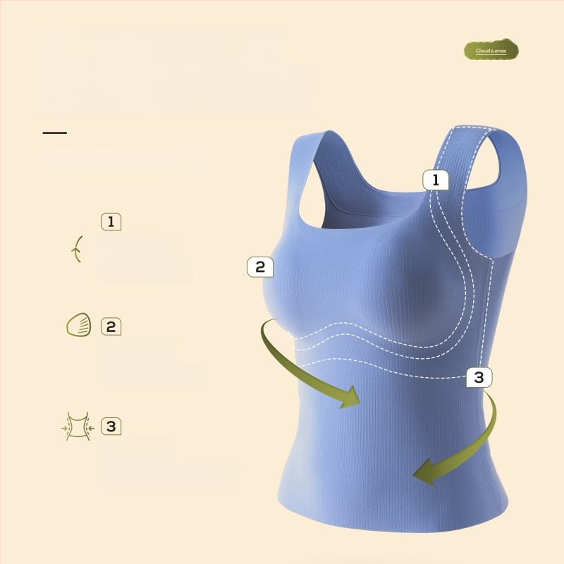 Ženský teplý základný vest s integrovaným košíčkom, nylon, bezšvový, štvorcový výstrih