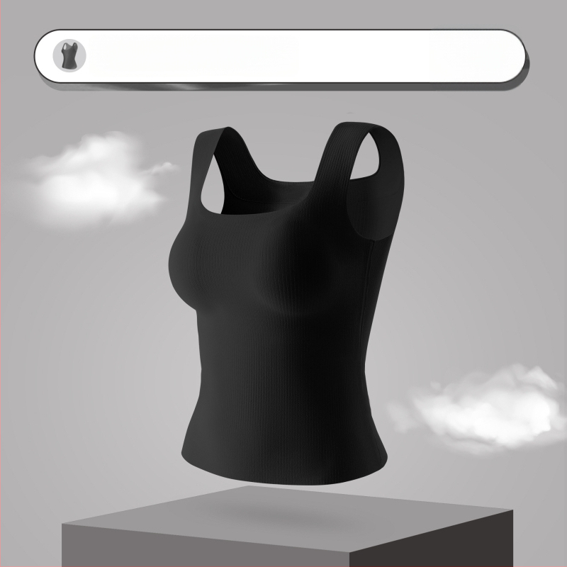 Ženský teplý základný vest s integrovaným košíčkom, nylon, bezšvový, štvorcový výstrih