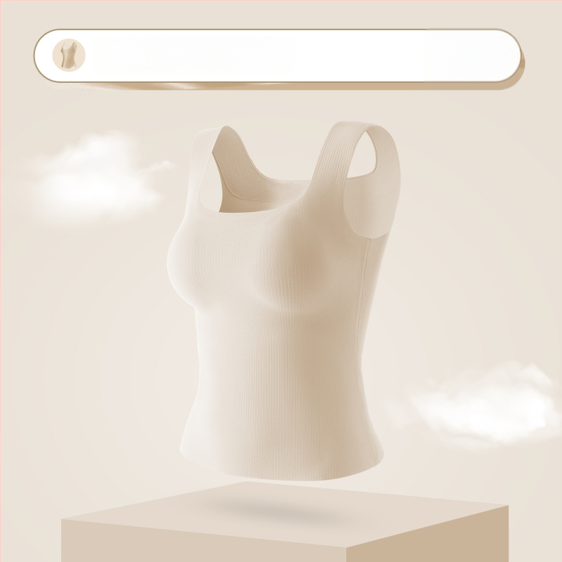 Ženský teplý základný vest s integrovaným košíčkom, nylon, bezšvový, štvorcový výstrih