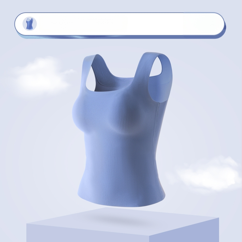 Ženský teplý základný vest s integrovaným košíčkom, nylon, bezšvový, štvorcový výstrih