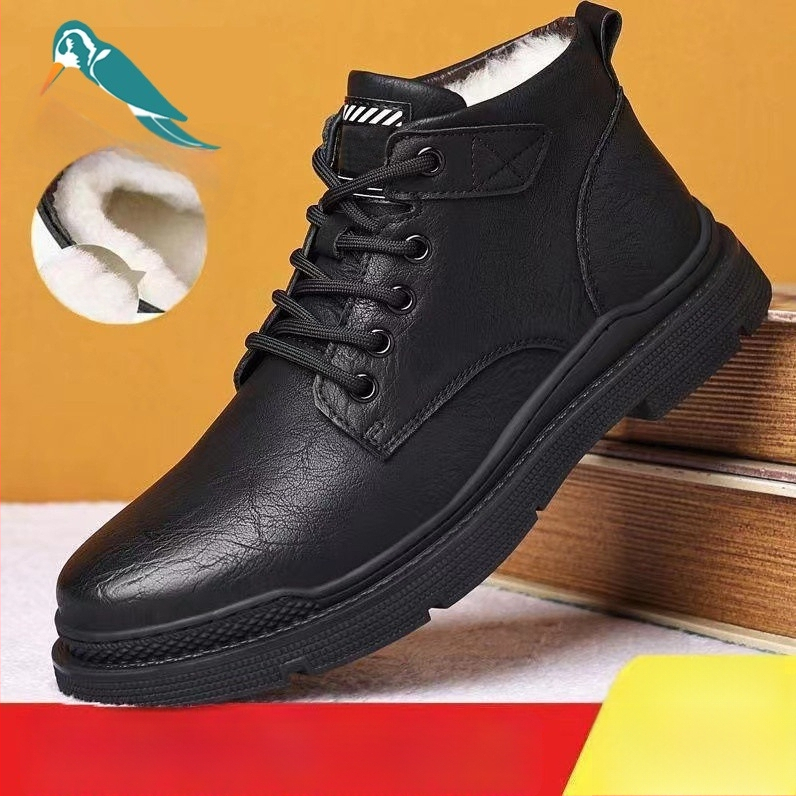 Pánske zimné papuče z pravej kože, gumová podrážka, protišmykové, hrubé a teplé, pohodlné domáce topánky