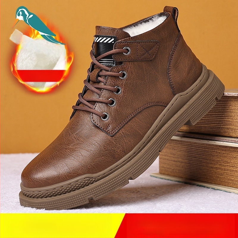 Pánske zimné papuče z pravej kože, gumová podrážka, protišmykové, hrubé a teplé, pohodlné domáce topánky