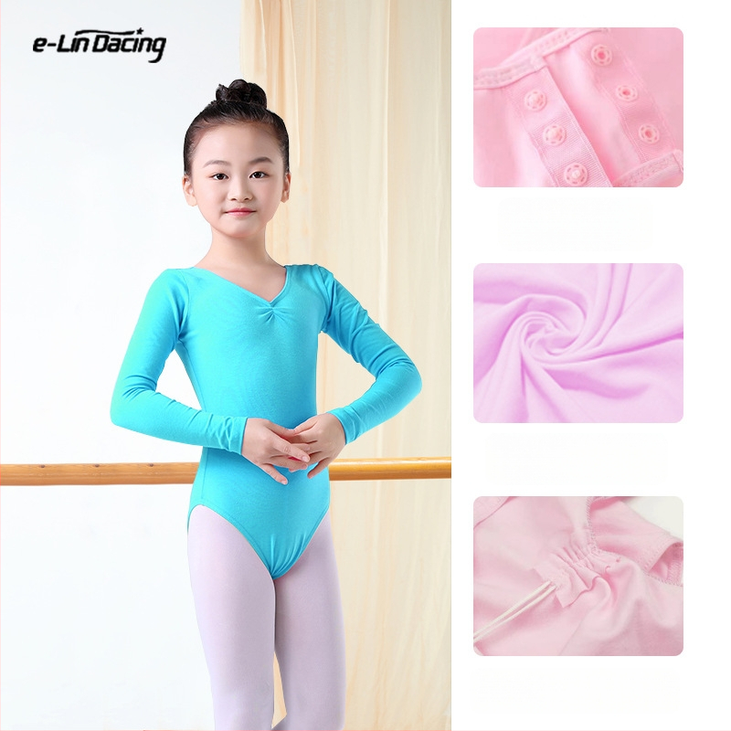 Balleti treeningriided tüdrukutele: pikkade varrukatega puuvillane bodi logoga, ühevärviline muster, 95% puuvill, lastele
