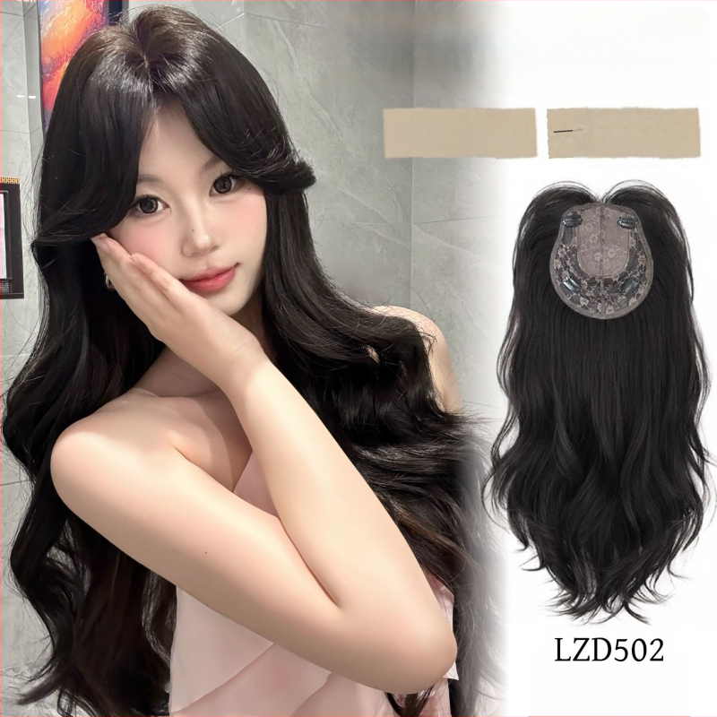 Parochňa pre ženy s dlhými kučeravými vlasmi a rovnými ofinkami, mechanické spracovanie, materiál: domáci hodváb, model 502