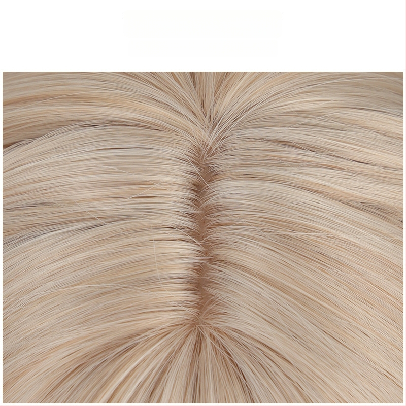 COS paruka s odnímateľnou dvojitou copou, kučeravé vlasy, vysokoteplotné hodvábne vlasy, mechanická výroba, nie je možné farbiť, model MGA-Y0028