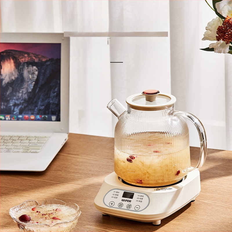 Sklenená kanvica na zdravie 1L, 220V, 400–500W, Digitálny termostat, Mikroprocesorové ovládanie