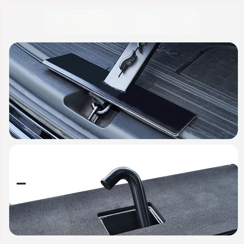 CHONGTENG Stolík do batožinového priestoru auta – drevený, zapínanie na klik, zloženie, demontáž, rotácia