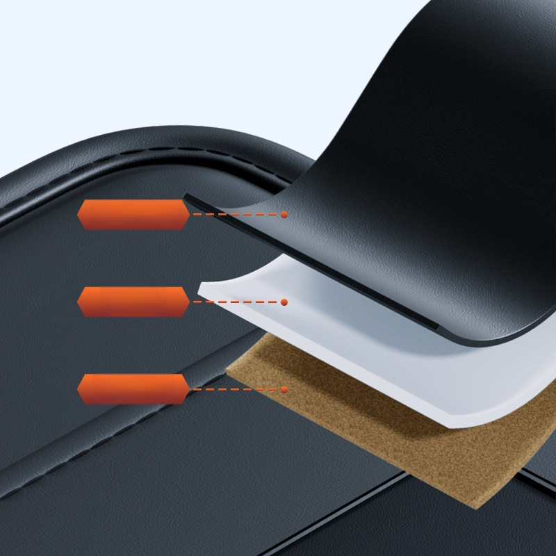 Aizmugurējā sēdekļa pakarināmais galdiņš ar ādas virsmu, ūdensdrošs, uzglabāšanas kabata, logotipa drukas iespēja