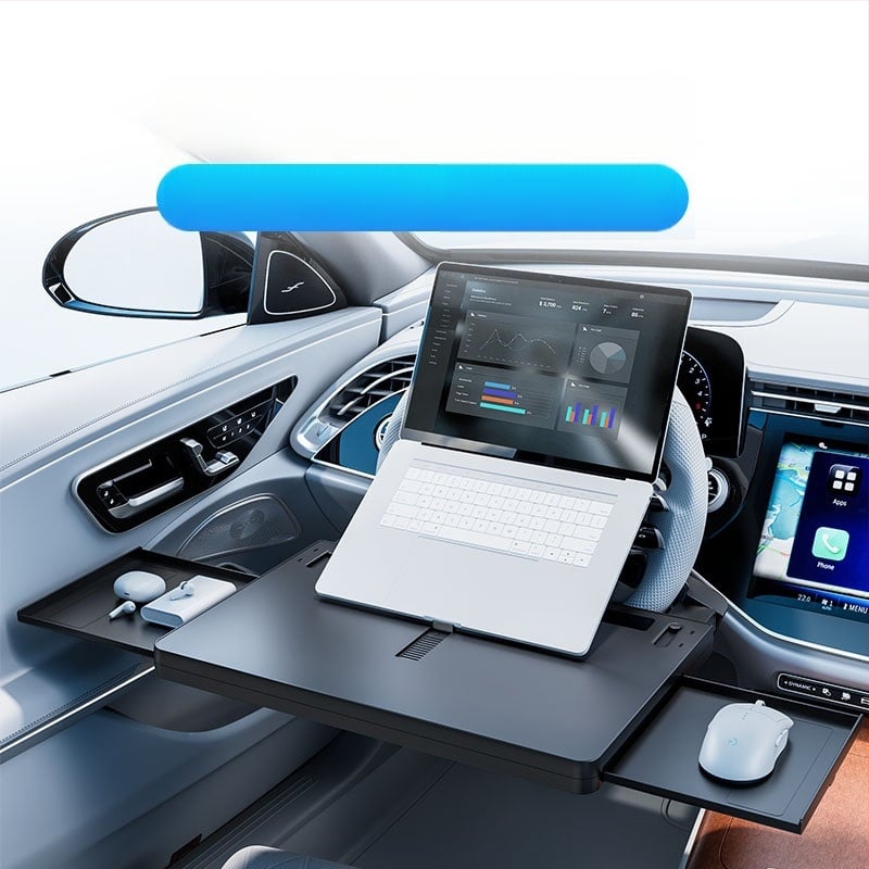 Viacfunkčný univerzálny stolík na volant auta, s držiakom na pohár a plávajúcim stolom v interiéri vozidla