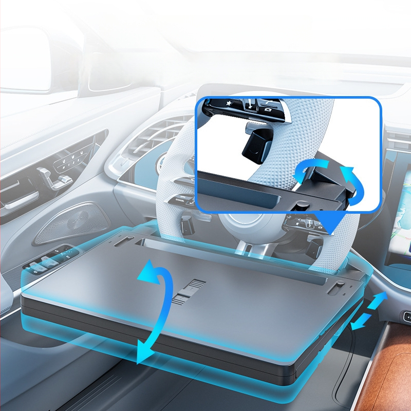 Viacfunkčný univerzálny stolík na volant auta, s držiakom na pohár a plávajúcim stolom v interiéri vozidla