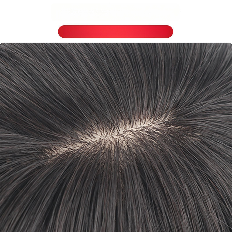 Patch na vrchnú časť paruky z pravých ľudských vlasov, rovný, 20–30 cm, priedušný, fariteľný, pridáva objem na zakrytie šedivých vlasov